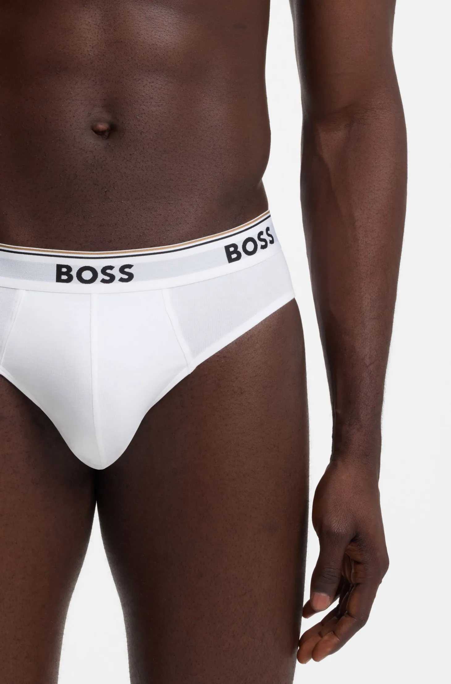 Three-pack of logo-waistband briefs in stretch cotton