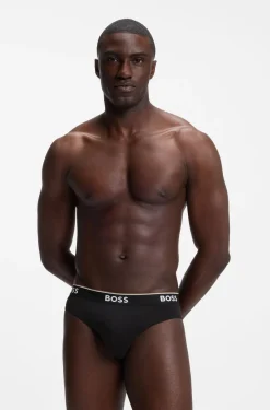 Three-pack of logo-waistband briefs in stretch cotton