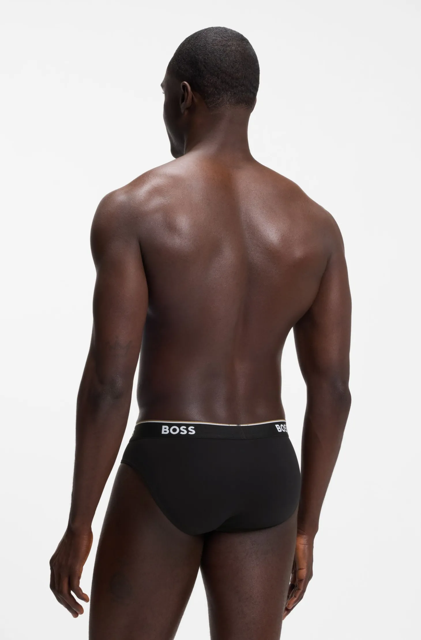 Three-pack of logo-waistband briefs in stretch cotton