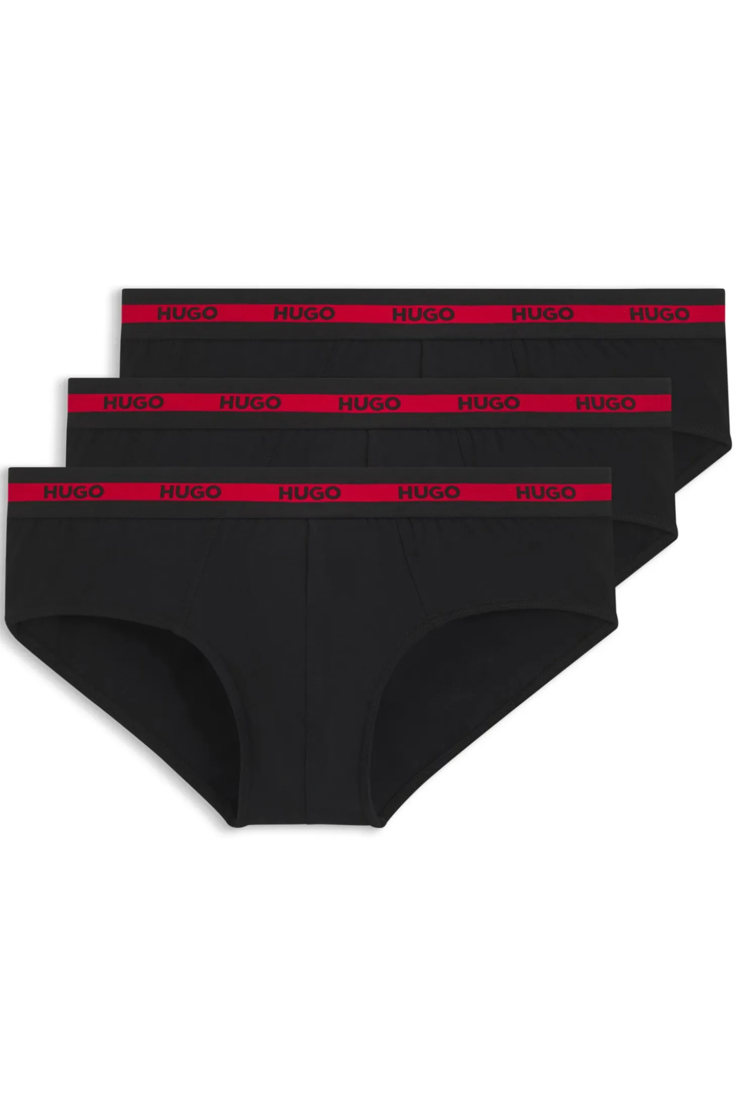 Three-pack of logo-waistband briefs in stretch cotton