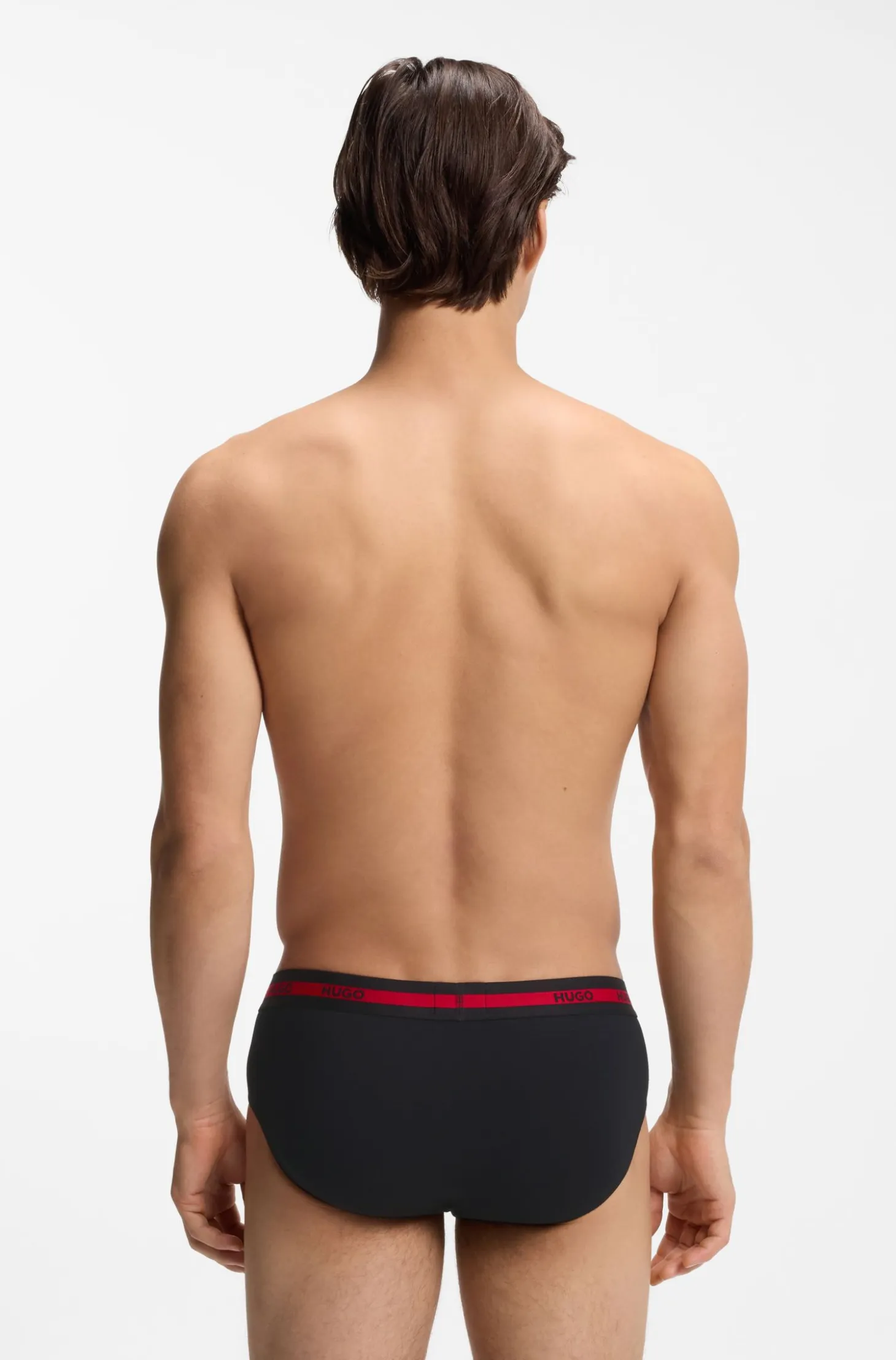 Three-pack of logo-waistband briefs in stretch cotton