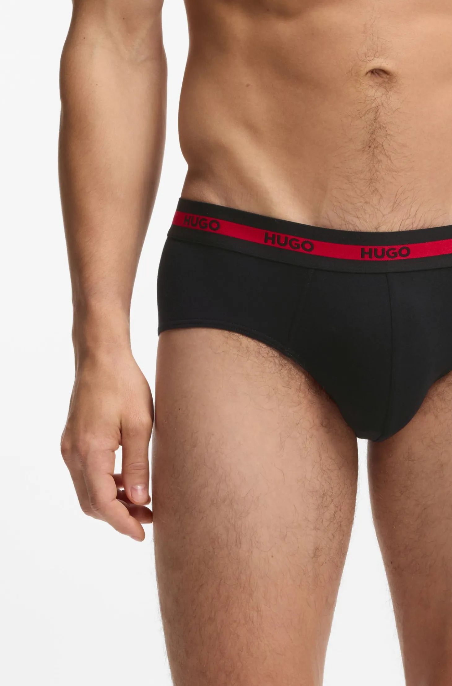 Three-pack of logo-waistband briefs in stretch cotton