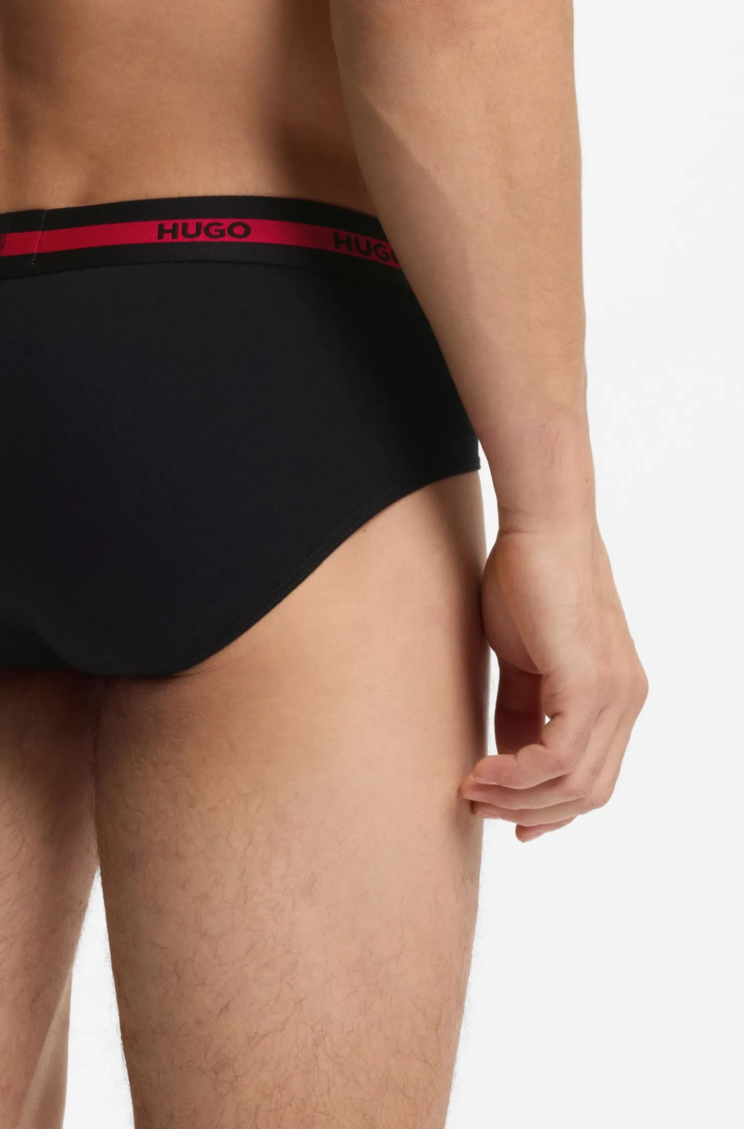 Three-pack of logo-waistband briefs in stretch cotton