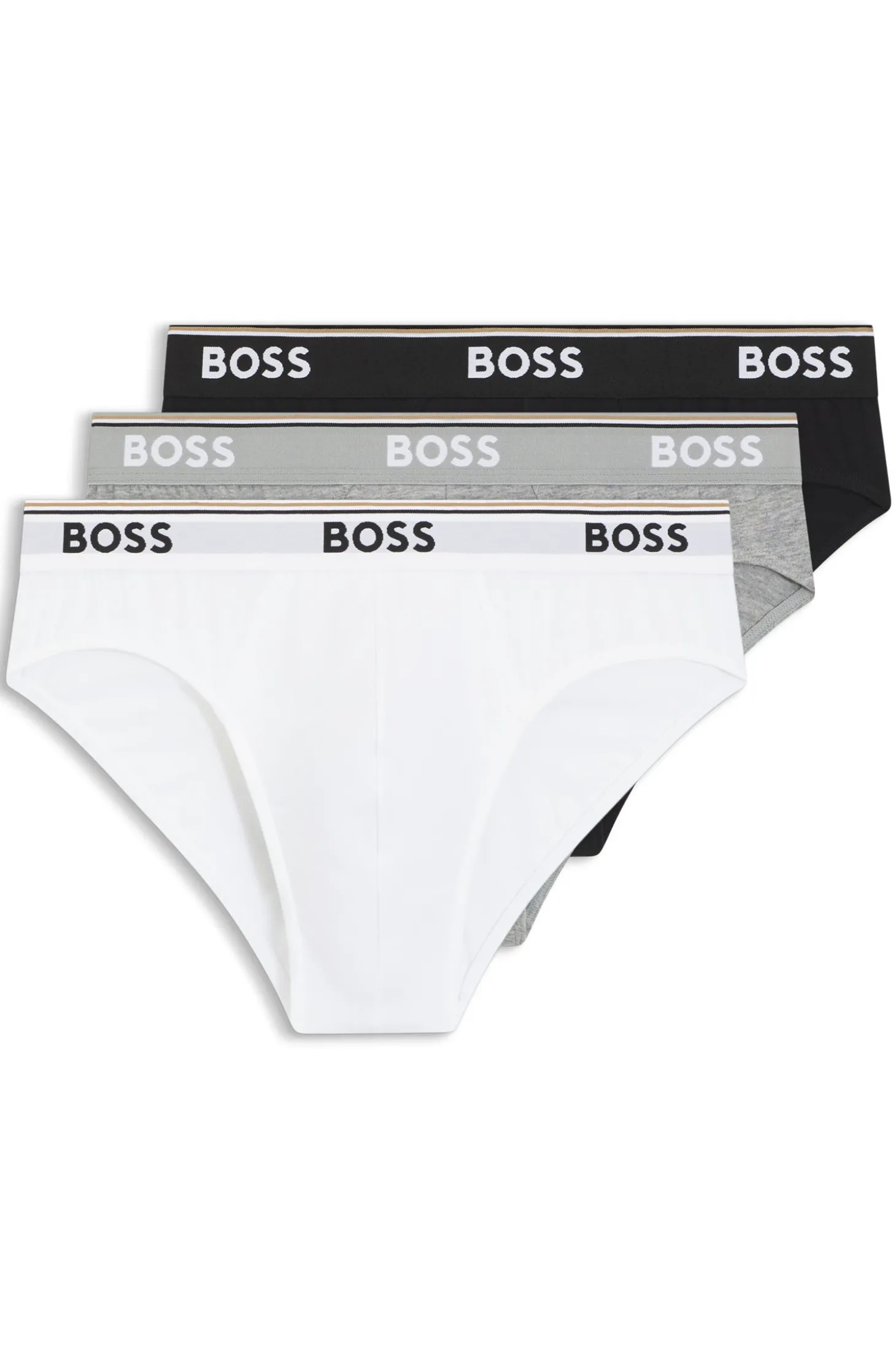 Three-pack of logo-waistband briefs in stretch cotton