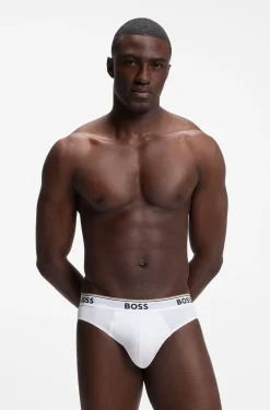 Three-pack of logo-waistband briefs in stretch cotton