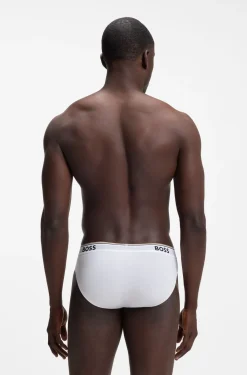 Three-pack of logo-waistband briefs in stretch cotton