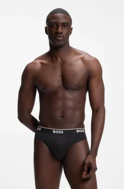 Three-pack of logo-waistband briefs in stretch cotton
