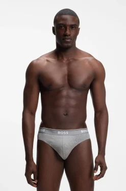 Three-pack of logo-waistband briefs in stretch cotton