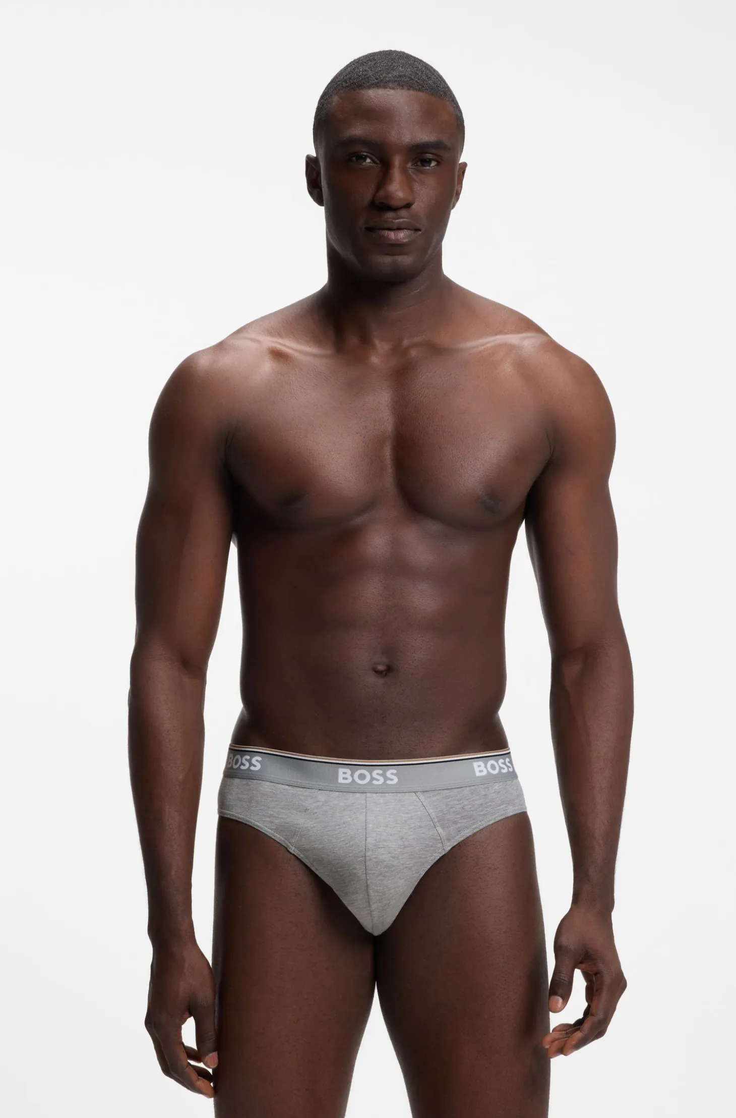 Three-pack of logo-waistband briefs in stretch cotton