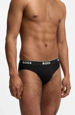 Three-pack of logo-waistband briefs in stretch cotton