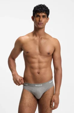 Three-pack of logo-waistband briefs in stretch cotton
