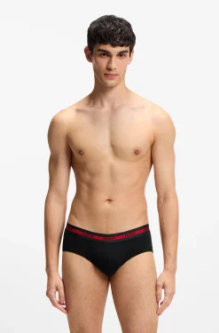 Three-pack of logo-waistband briefs in stretch cotton