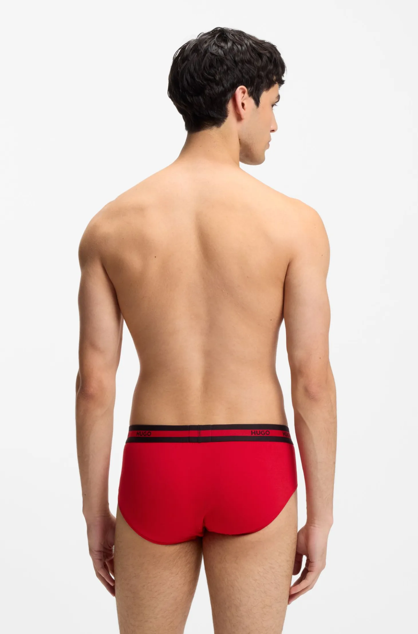 Three-pack of logo-waistband briefs in stretch cotton