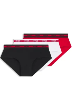 Three-pack of logo-waistband briefs in stretch cotton