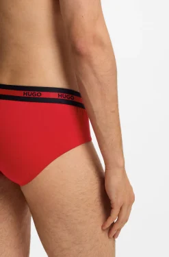 Three-pack of logo-waistband briefs in stretch cotton