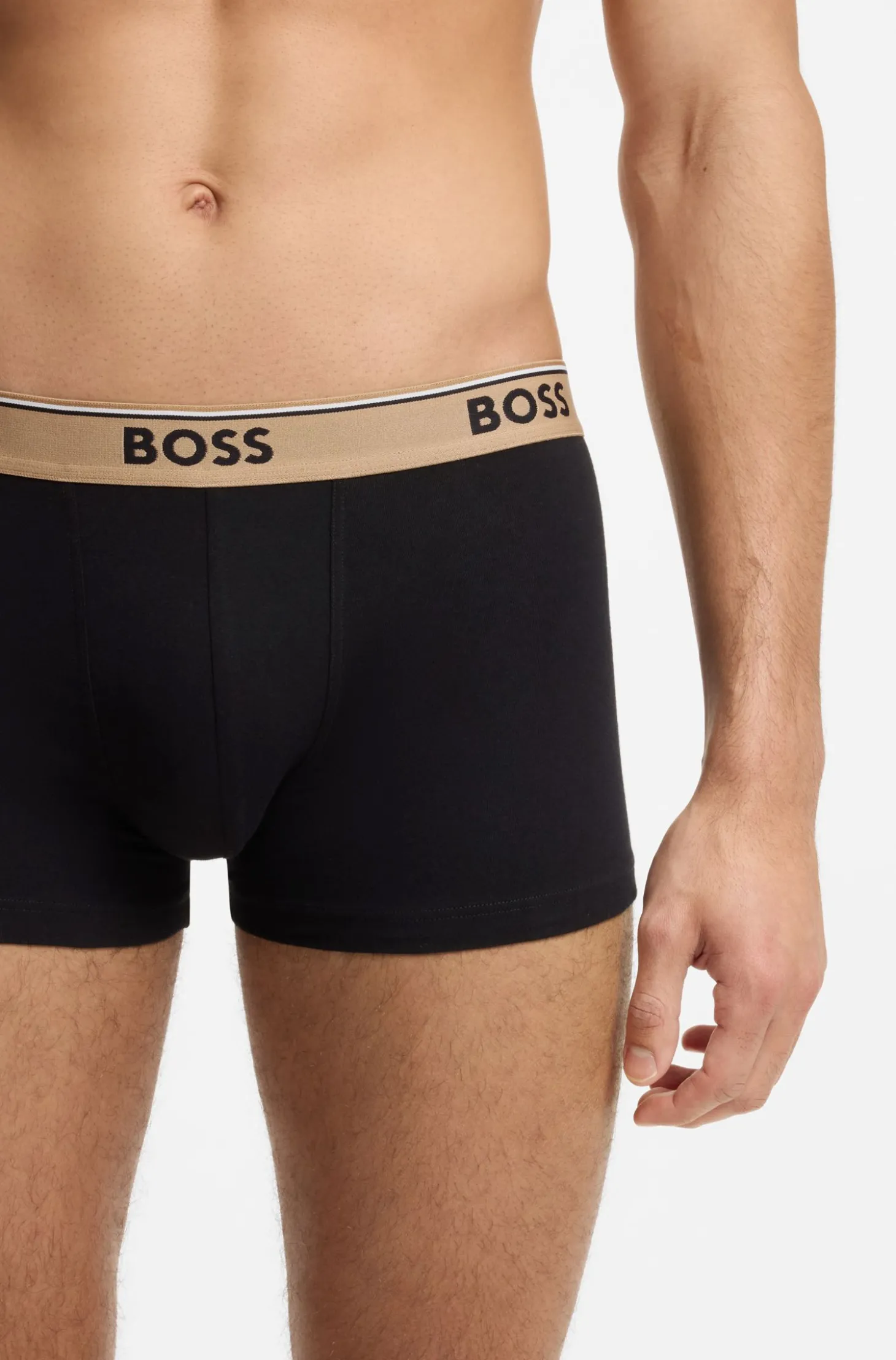 Three-pack of logo-waistband trunks in cotton