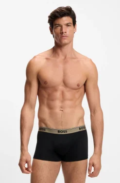 Three-pack of logo-waistband trunks in cotton