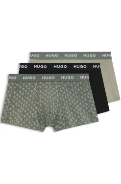 Three-pack of logo-waistband trunks in stretch cotton