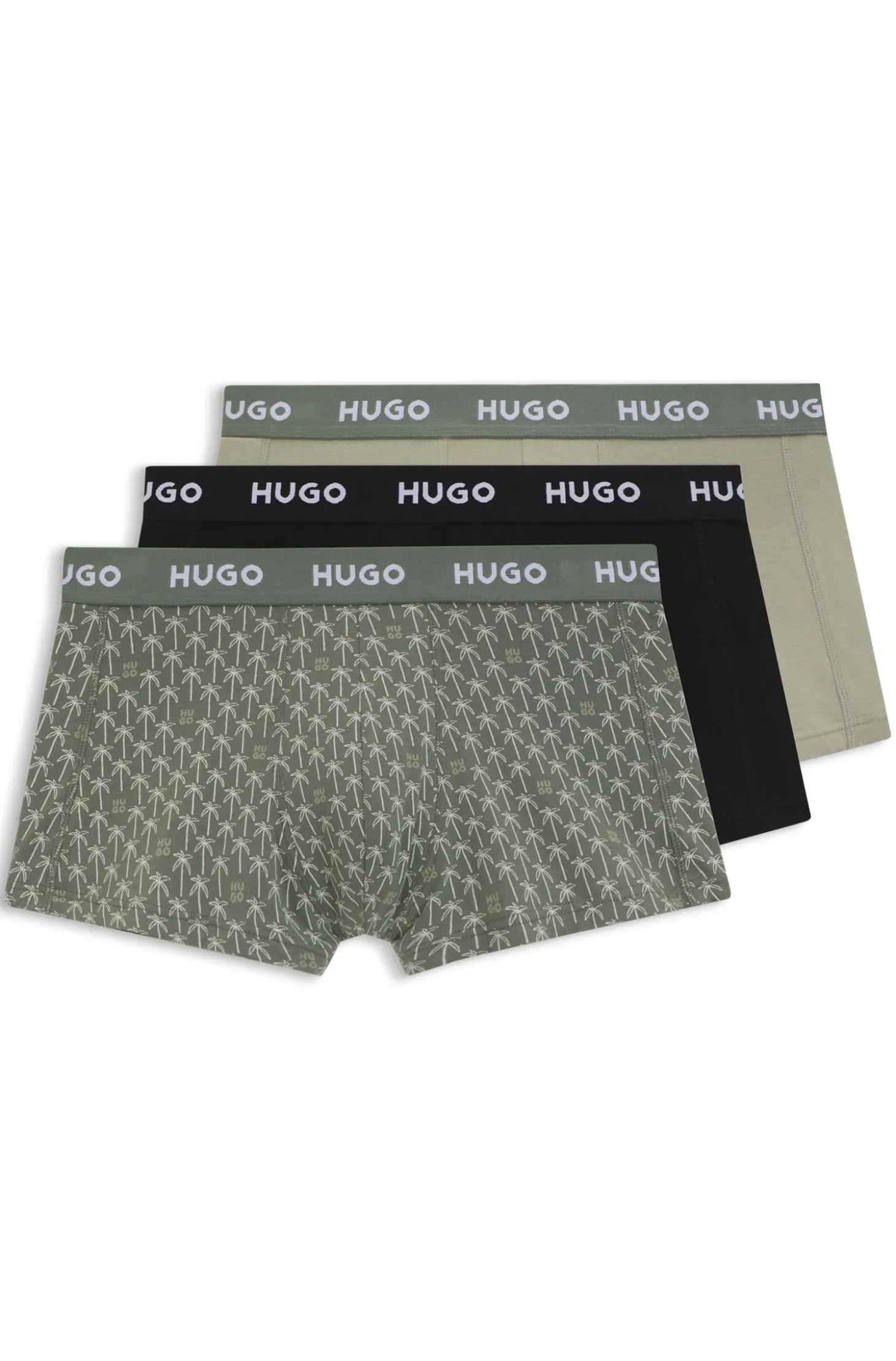 Three-pack of logo-waistband trunks in stretch cotton