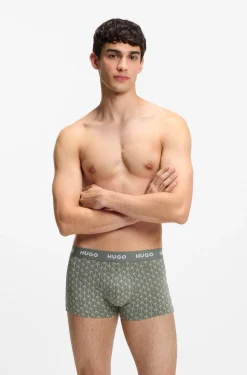 Three-pack of logo-waistband trunks in stretch cotton