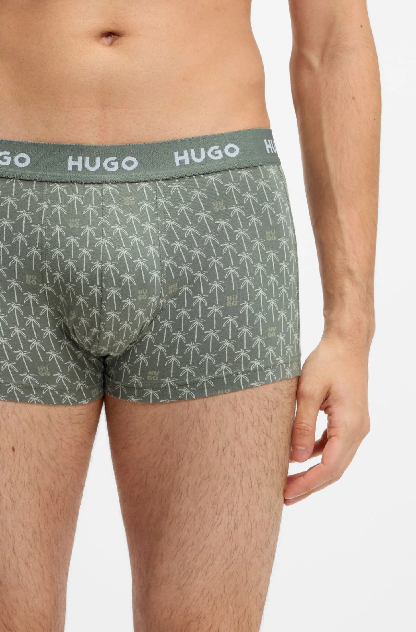 Three-pack of logo-waistband trunks in stretch cotton