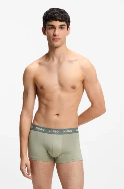 Three-pack of logo-waistband trunks in stretch cotton