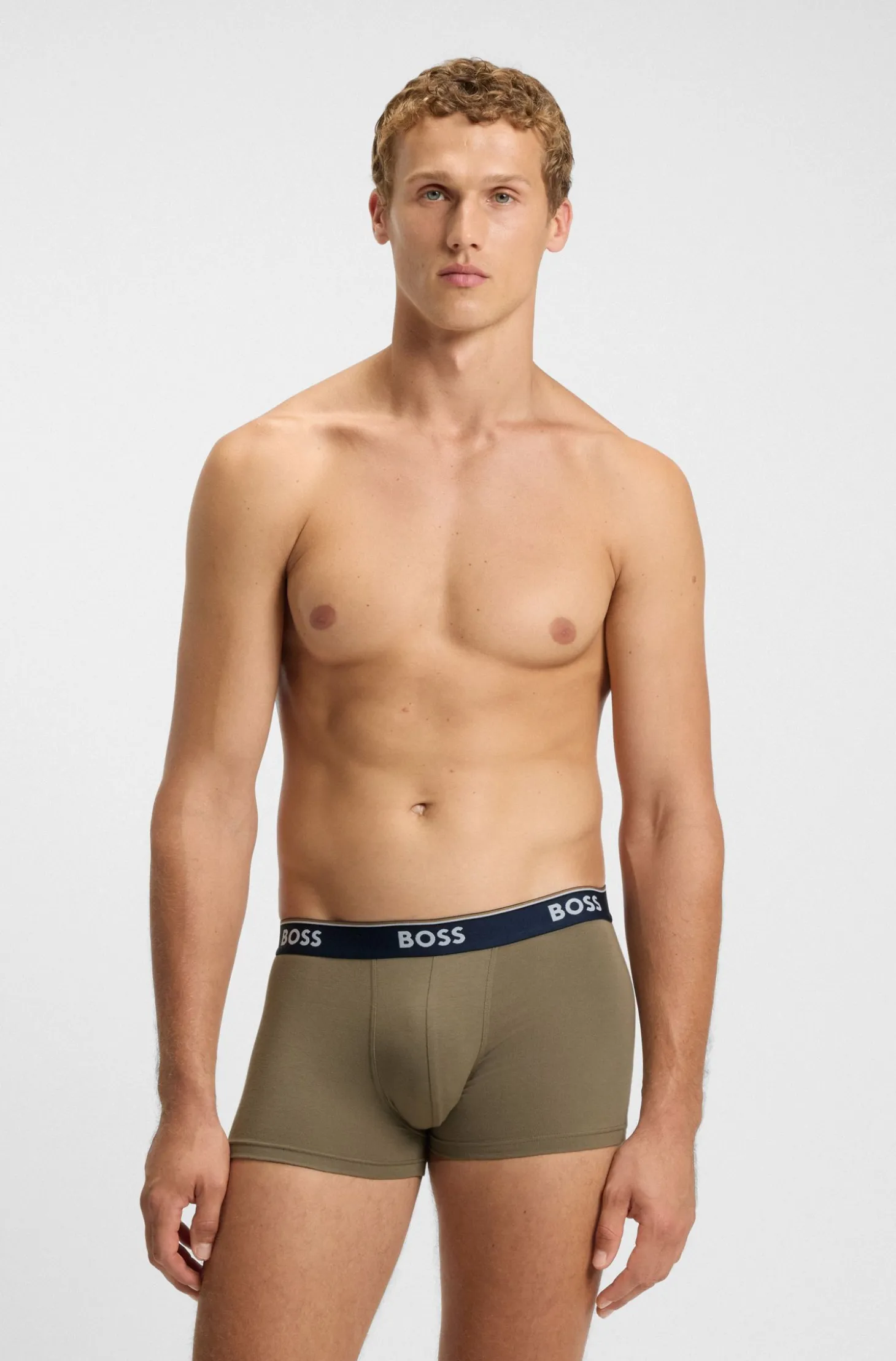 Three-pack of logo-waistband trunks in cotton