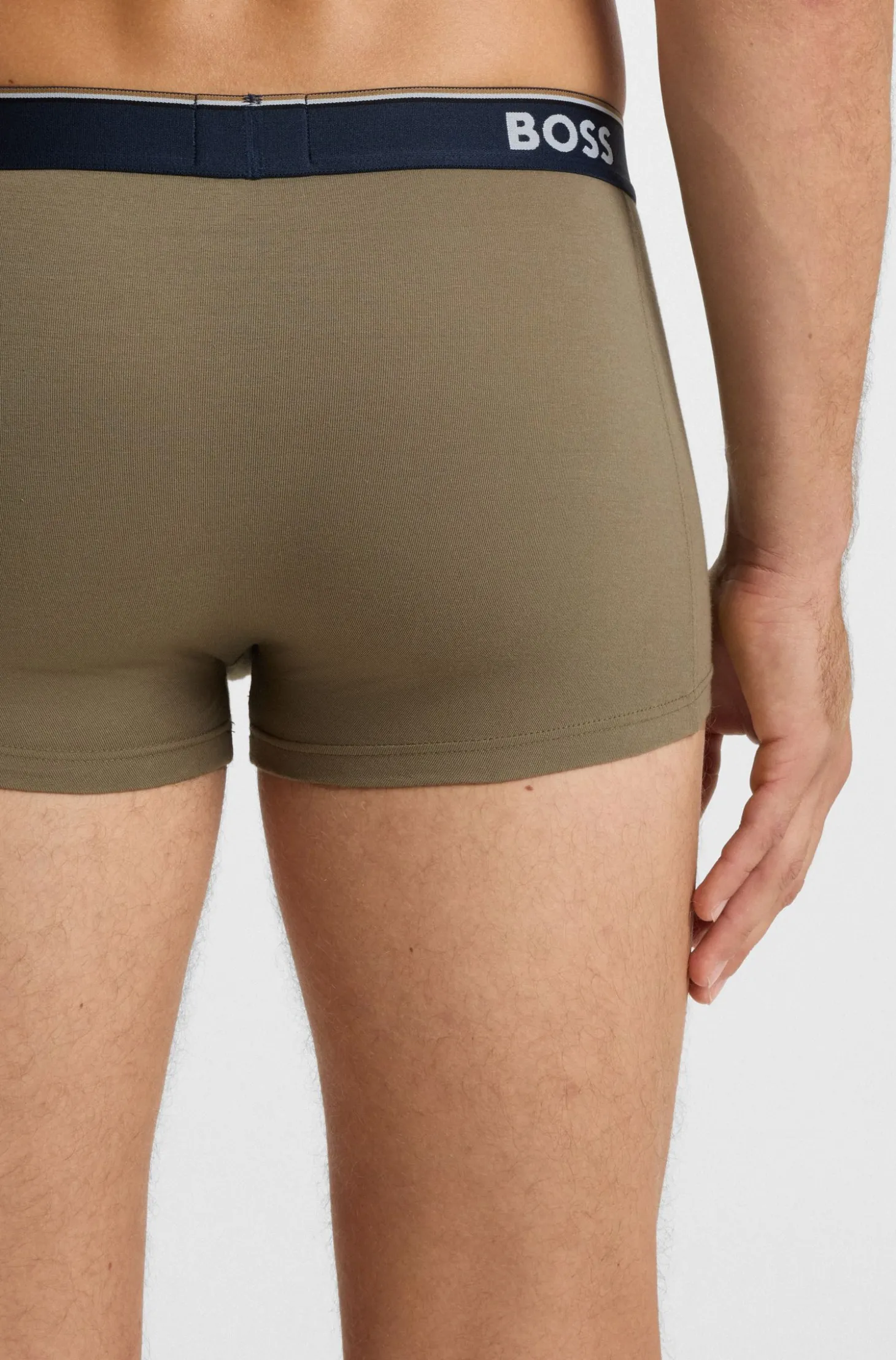 Three-pack of logo-waistband trunks in cotton