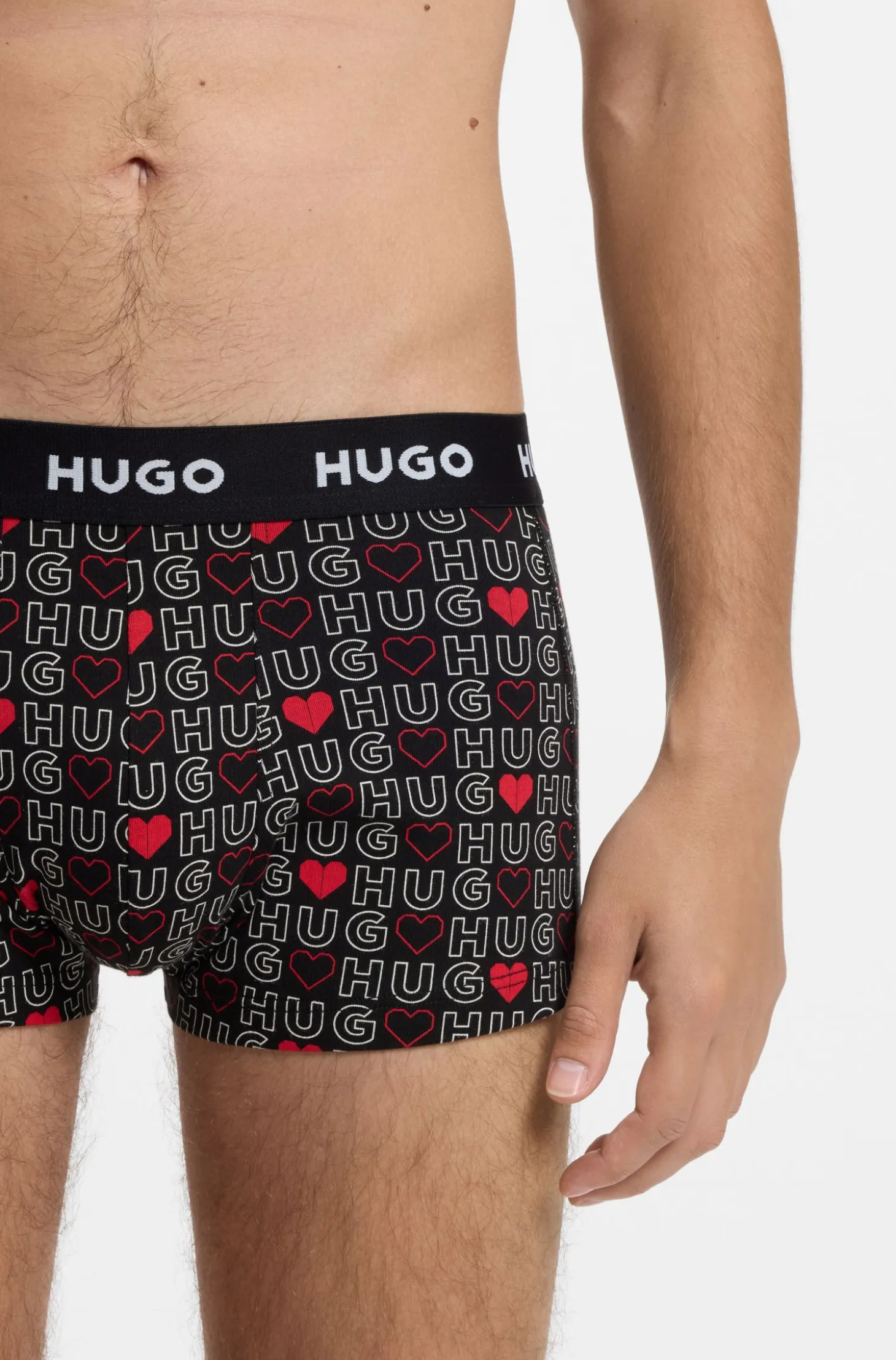 Three-pack of logo-waistband trunks in stretch cotton
