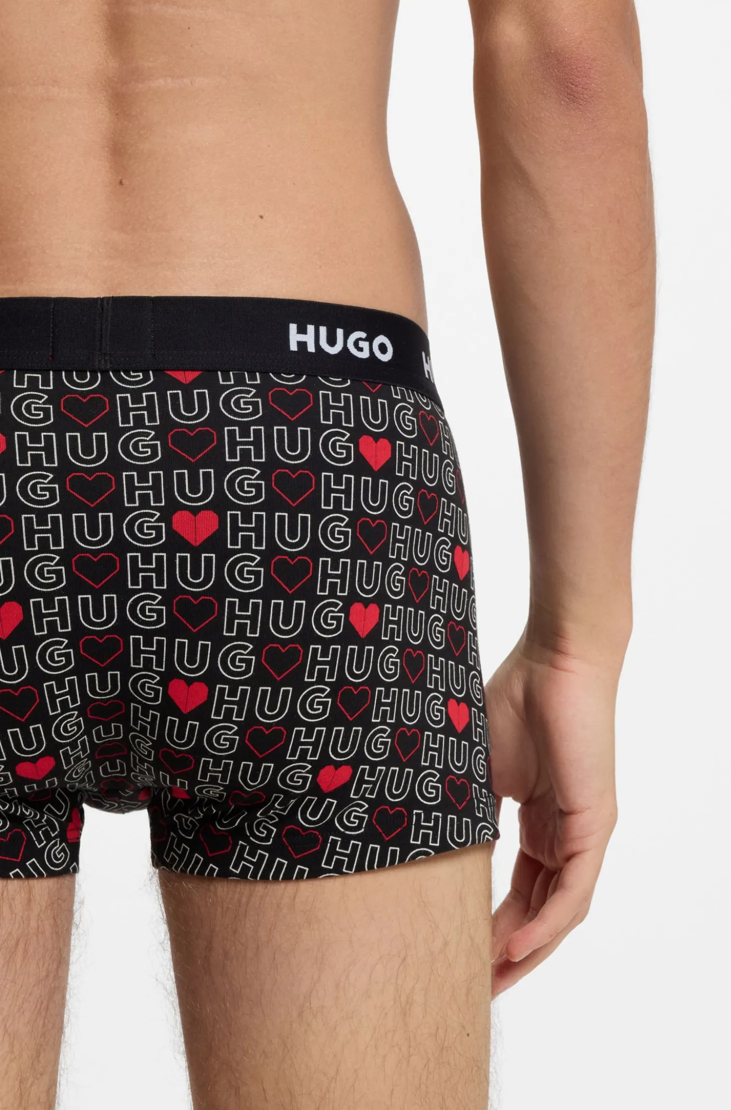 Three-pack of logo-waistband trunks in stretch cotton