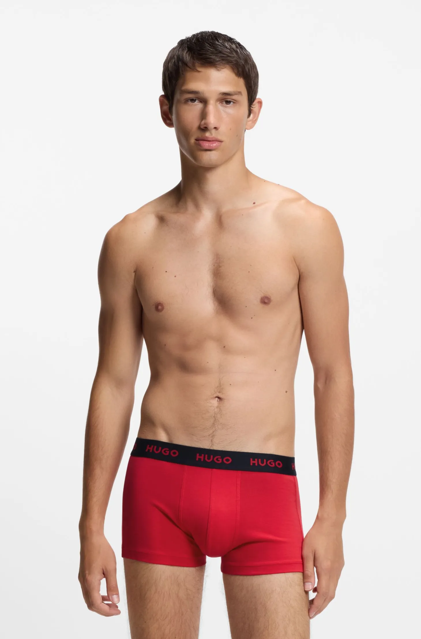 Three-pack of logo-waistband trunks in stretch cotton