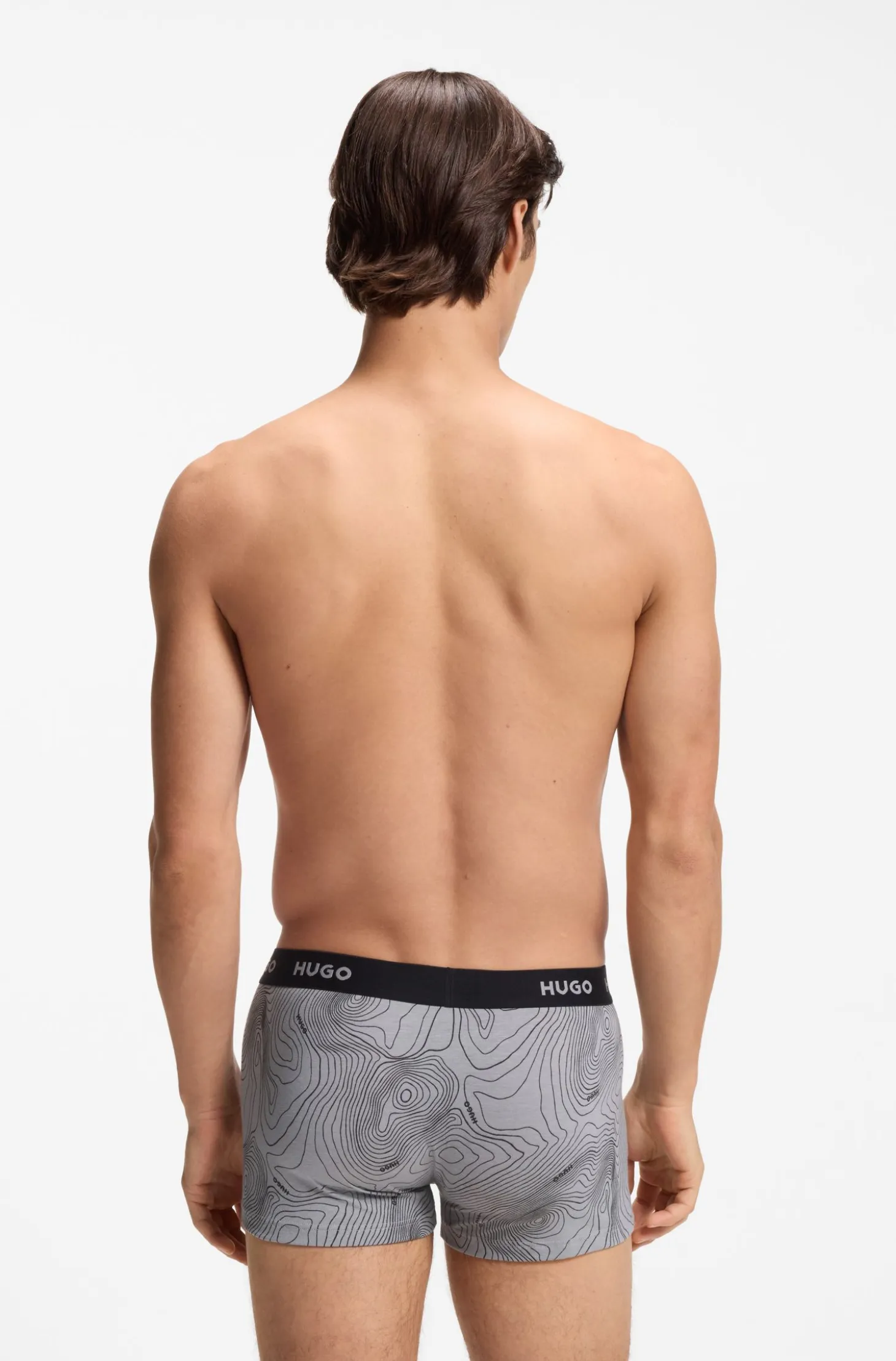 Three-pack of logo-waistband trunks in stretch cotton