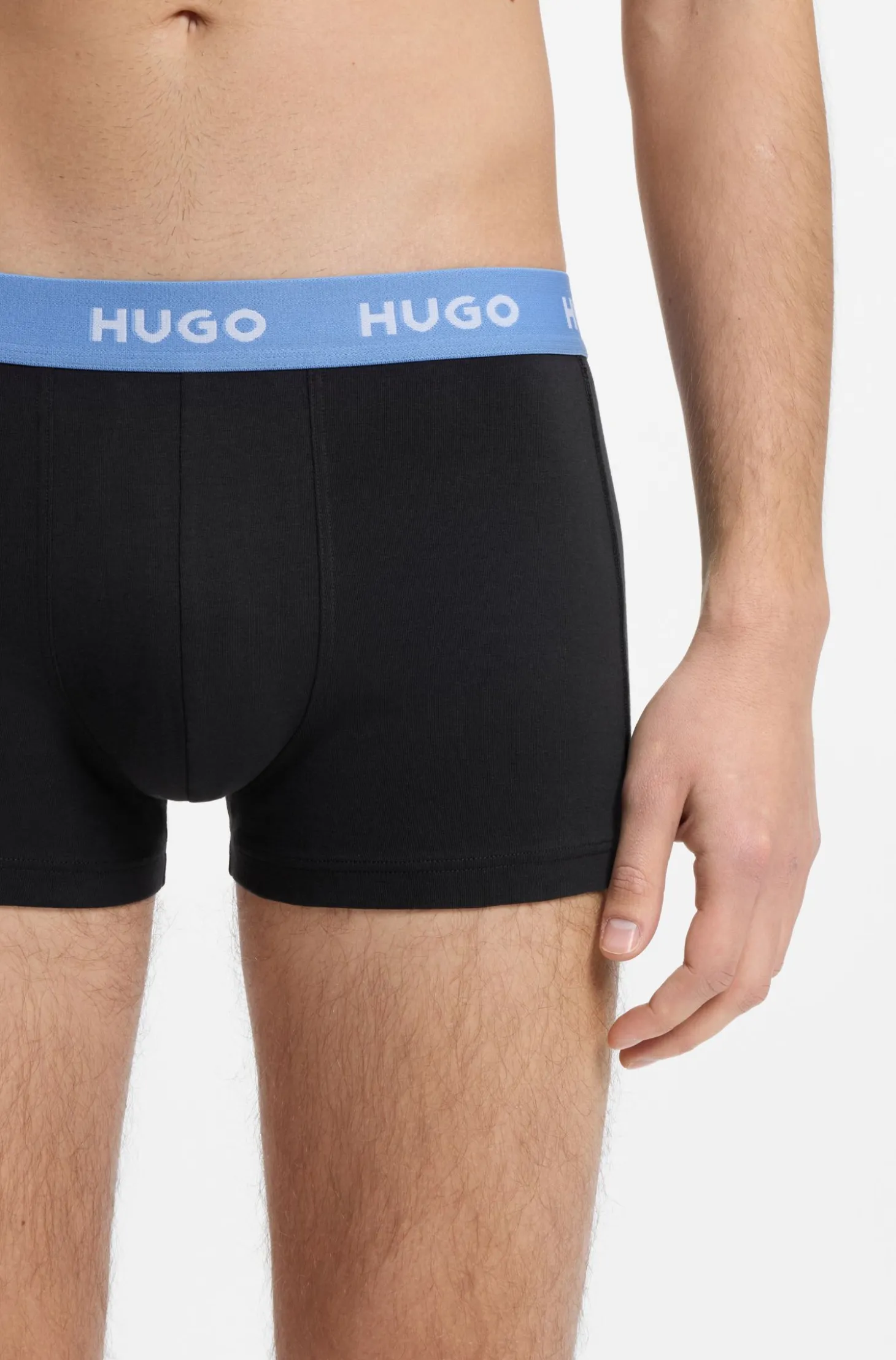 Three-pack of logo-waistband trunks in stretch cotton