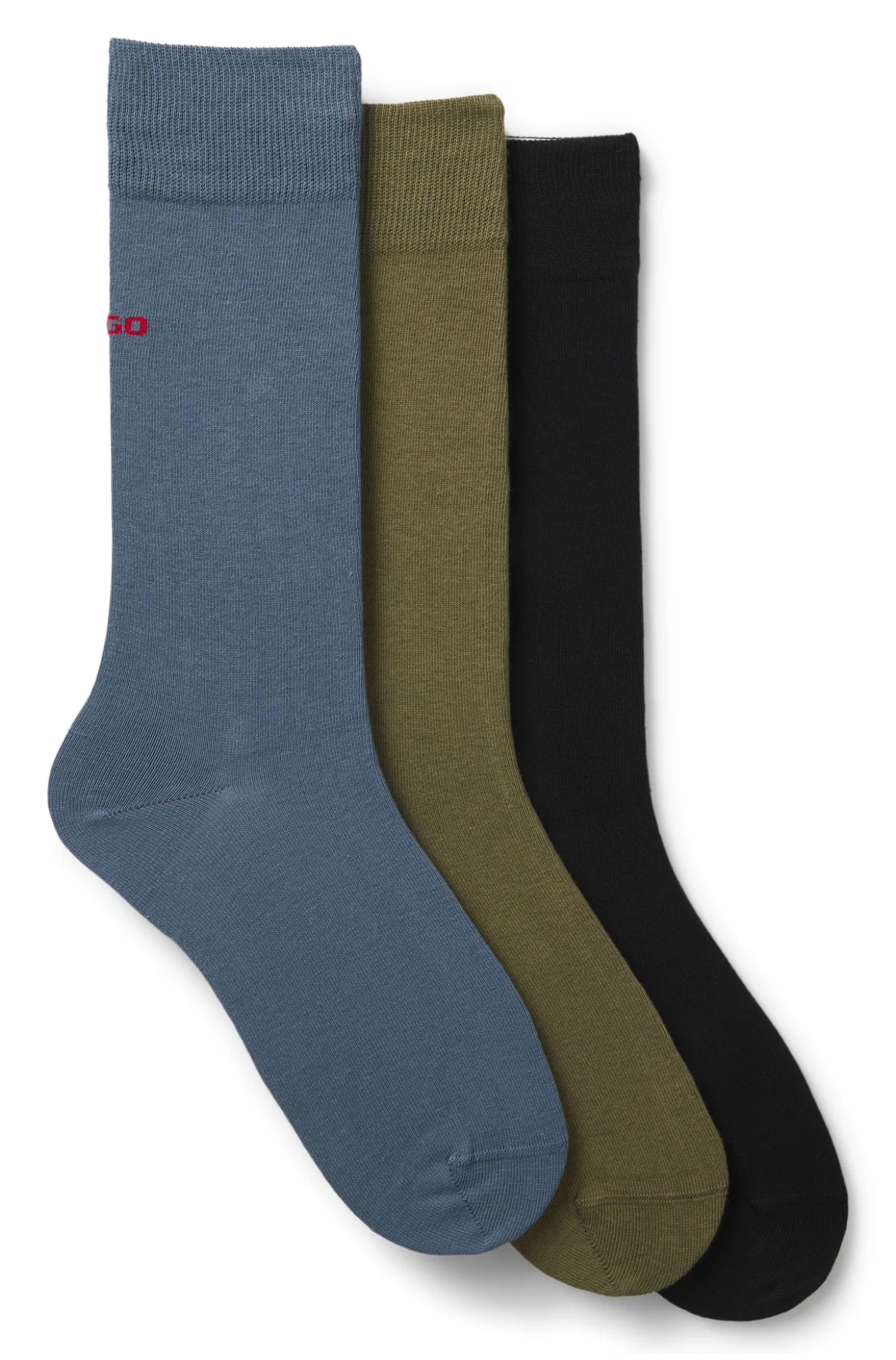 Three-pack of regular-length socks with logos