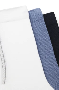 Three-pack of regular-length socks with structured tape