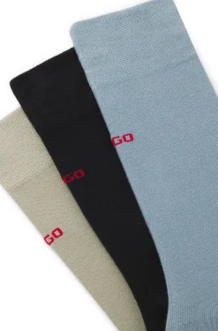 Three-pack of regular-length socks with logos