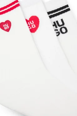 Three-pack of ribbed short socks with logos