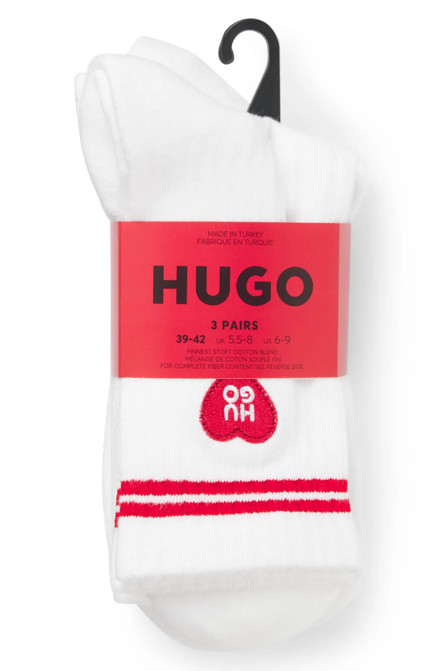Three-pack of ribbed short socks with logos