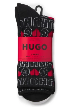Three-pack of short-length socks with logos