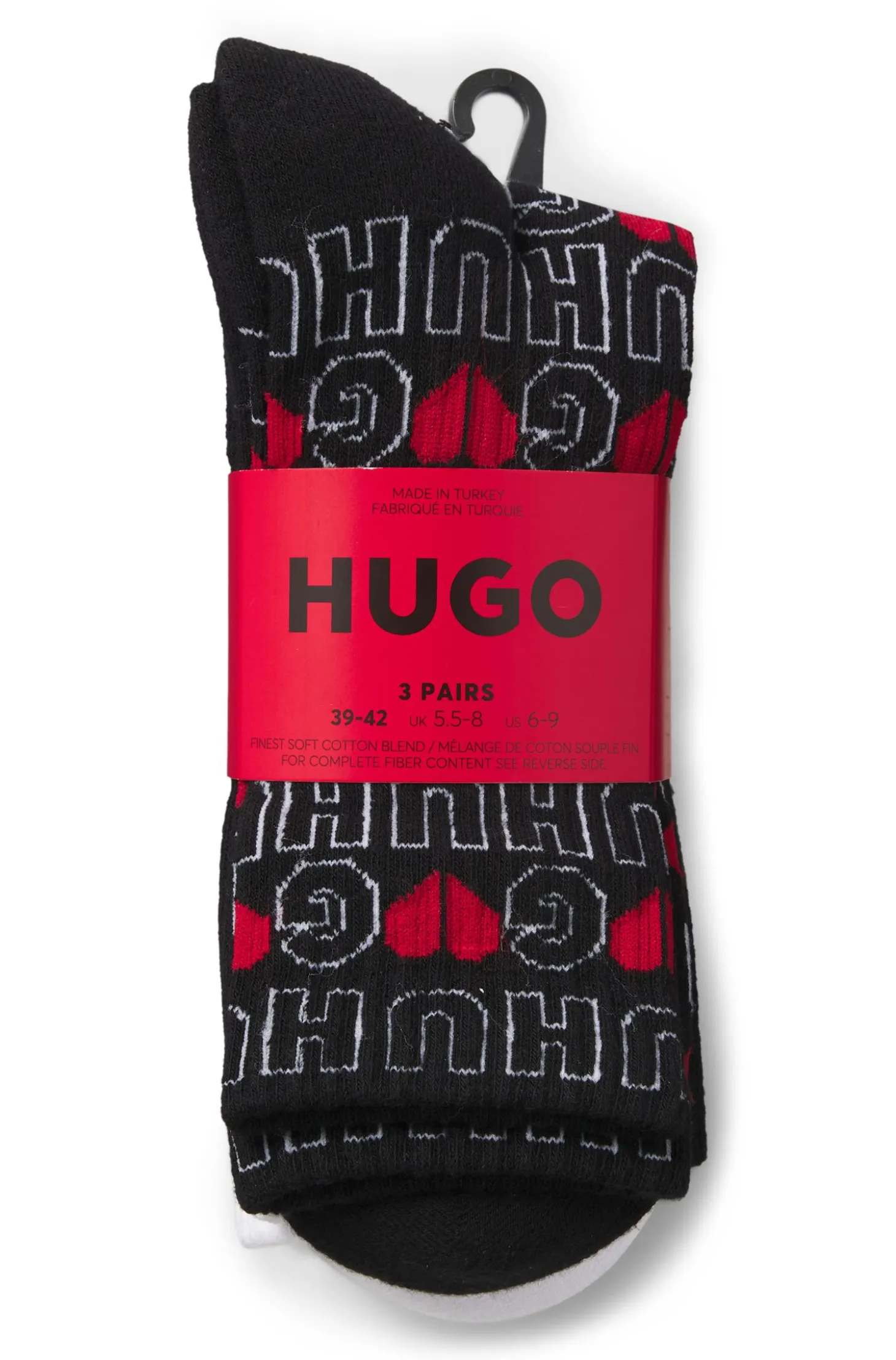 Three-pack of short-length socks with logos