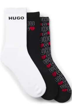 Three-pack of short-length socks with logos