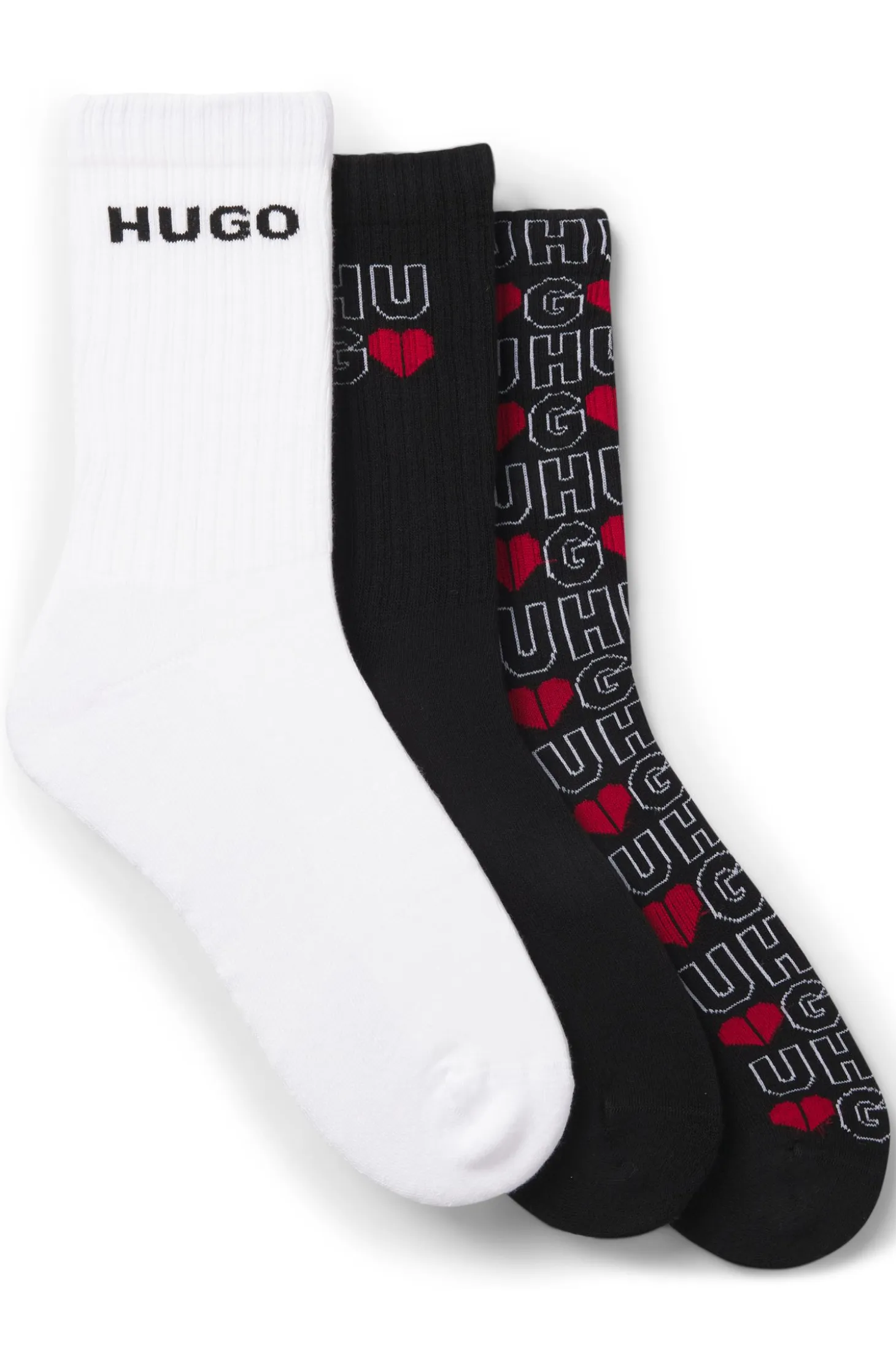 Three-pack of short-length socks with logos