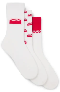 Three-pack of short-length socks with split logos
