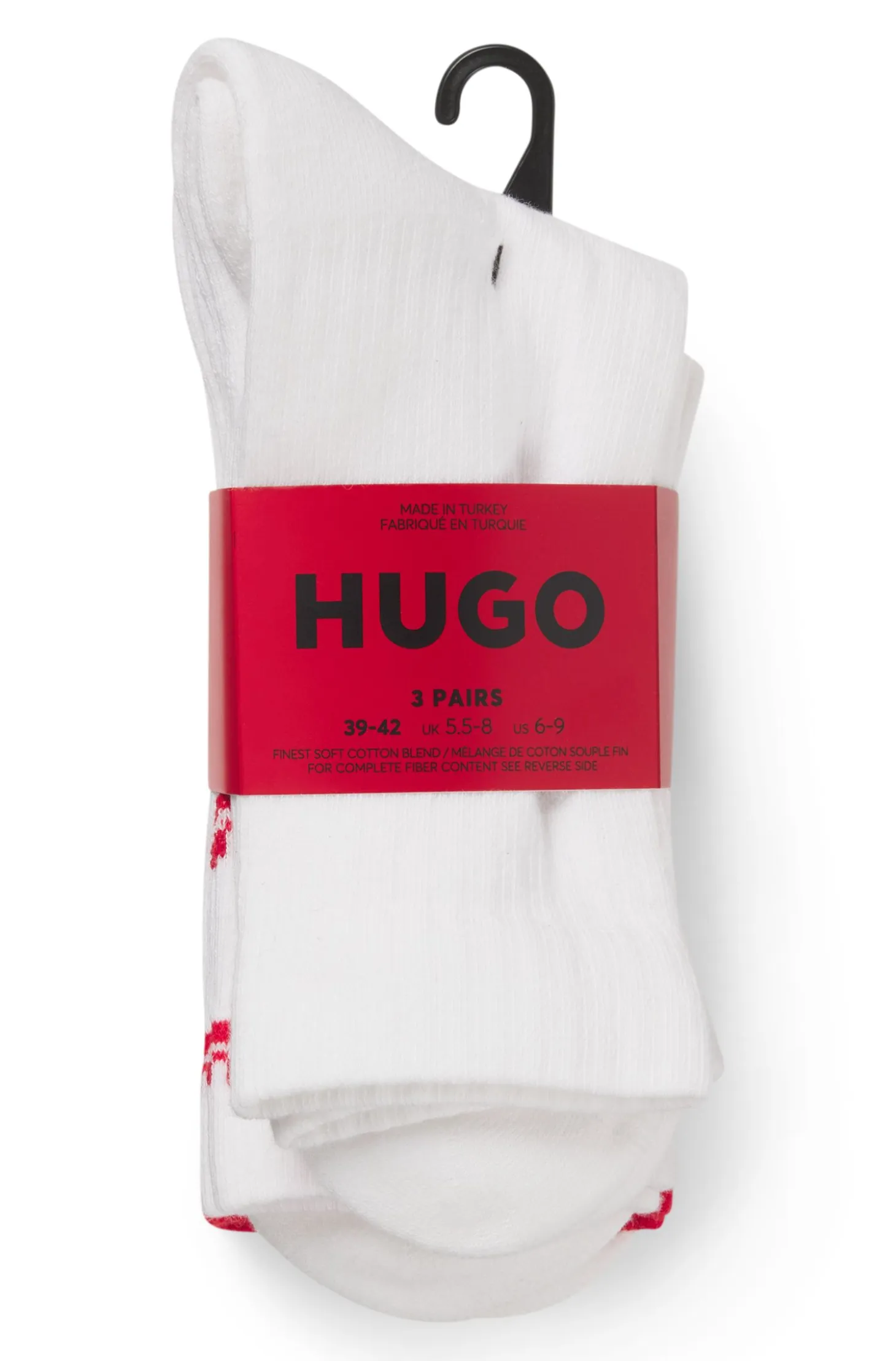 Three-pack of short-length socks with split logos