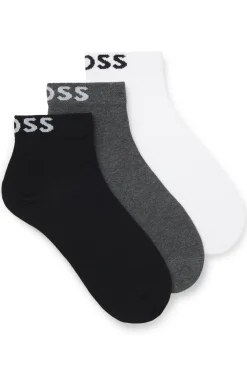 Three-pack of short-length socks with logos