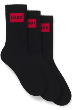 Three-pack of short socks with red logo labels