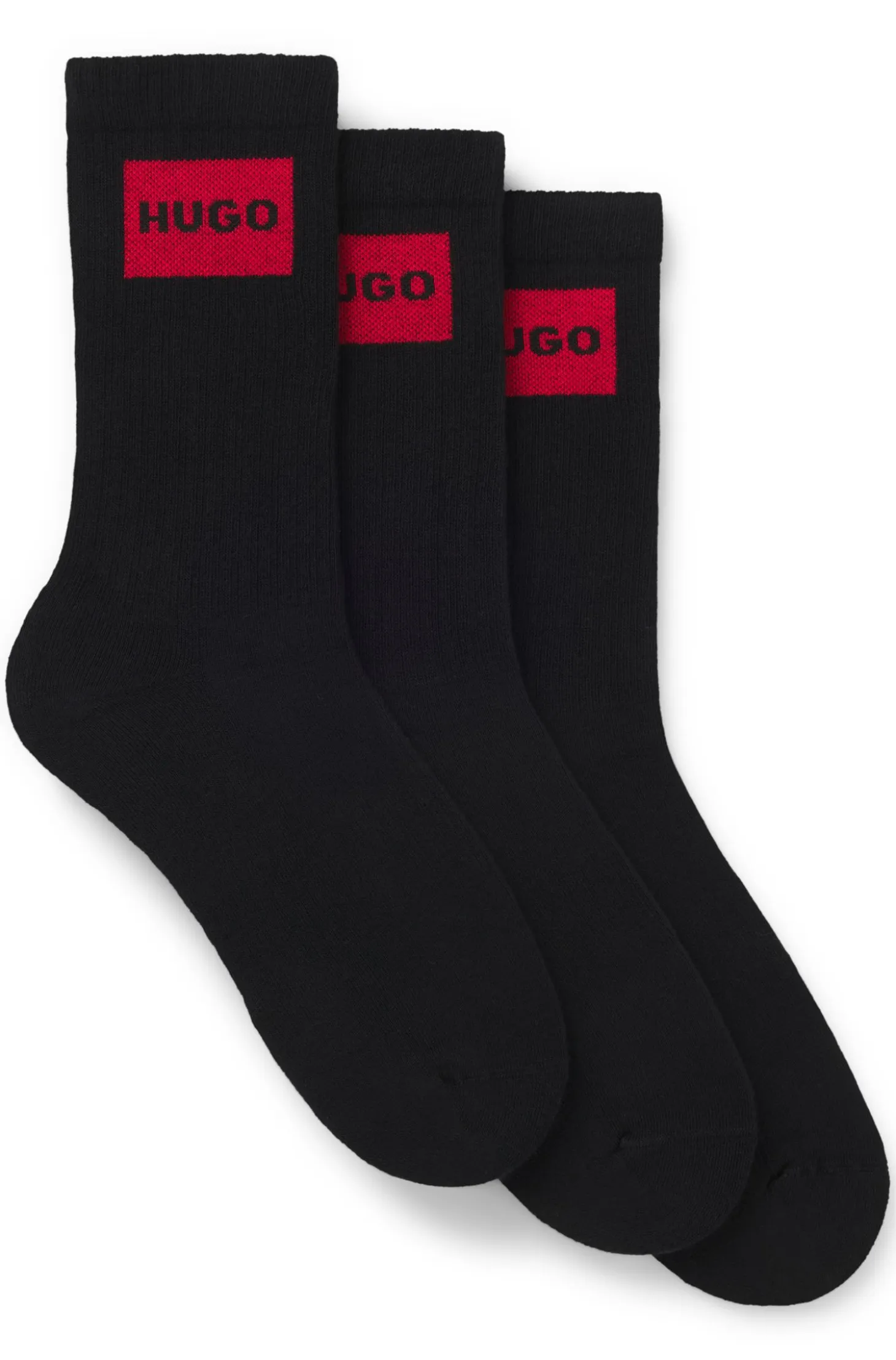 Three-pack of short socks with red logo labels