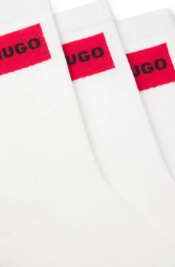 Three-pack of short socks with red logo labels