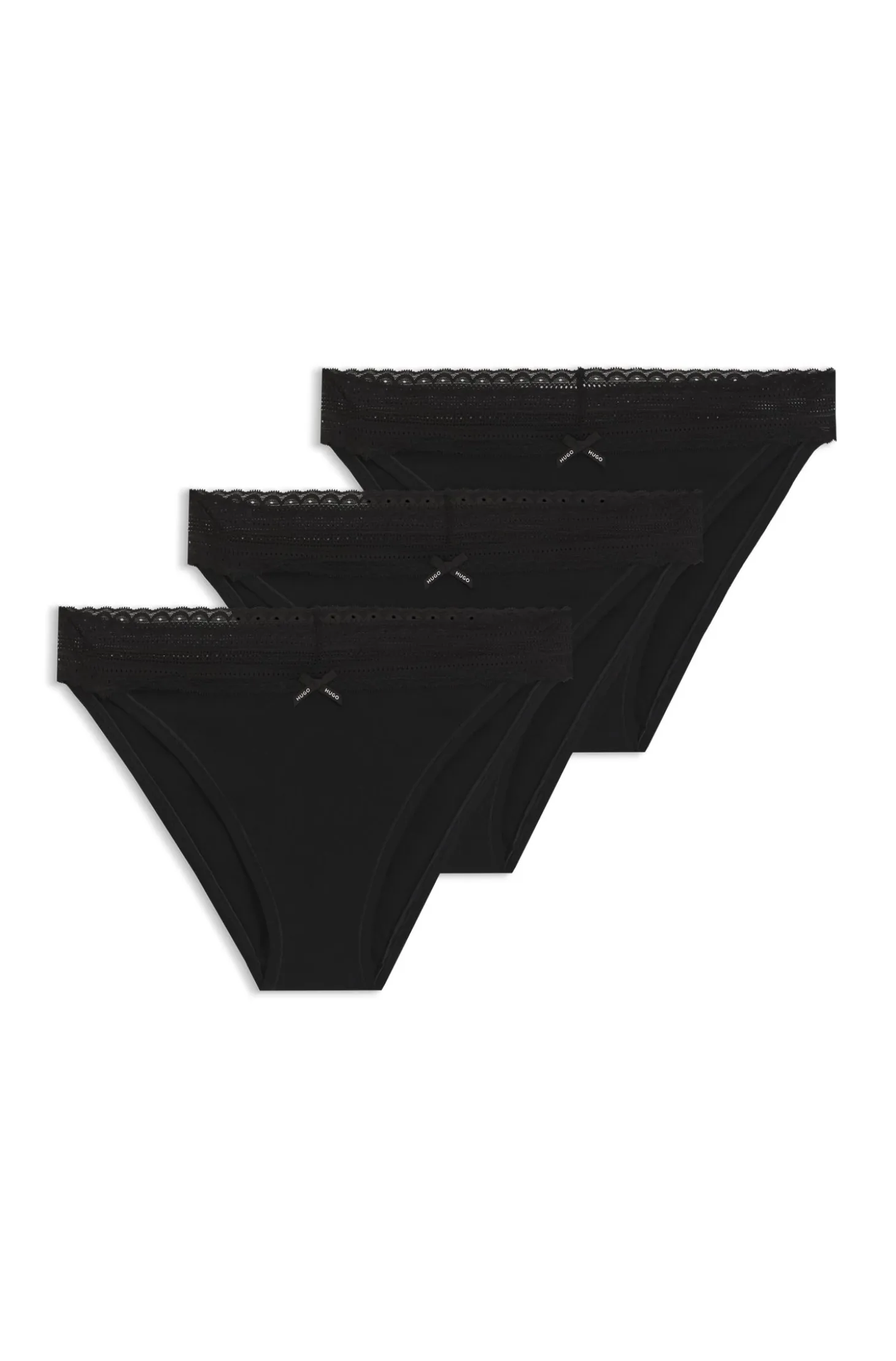 Three-pack of stretch-cotton briefs with lace trim