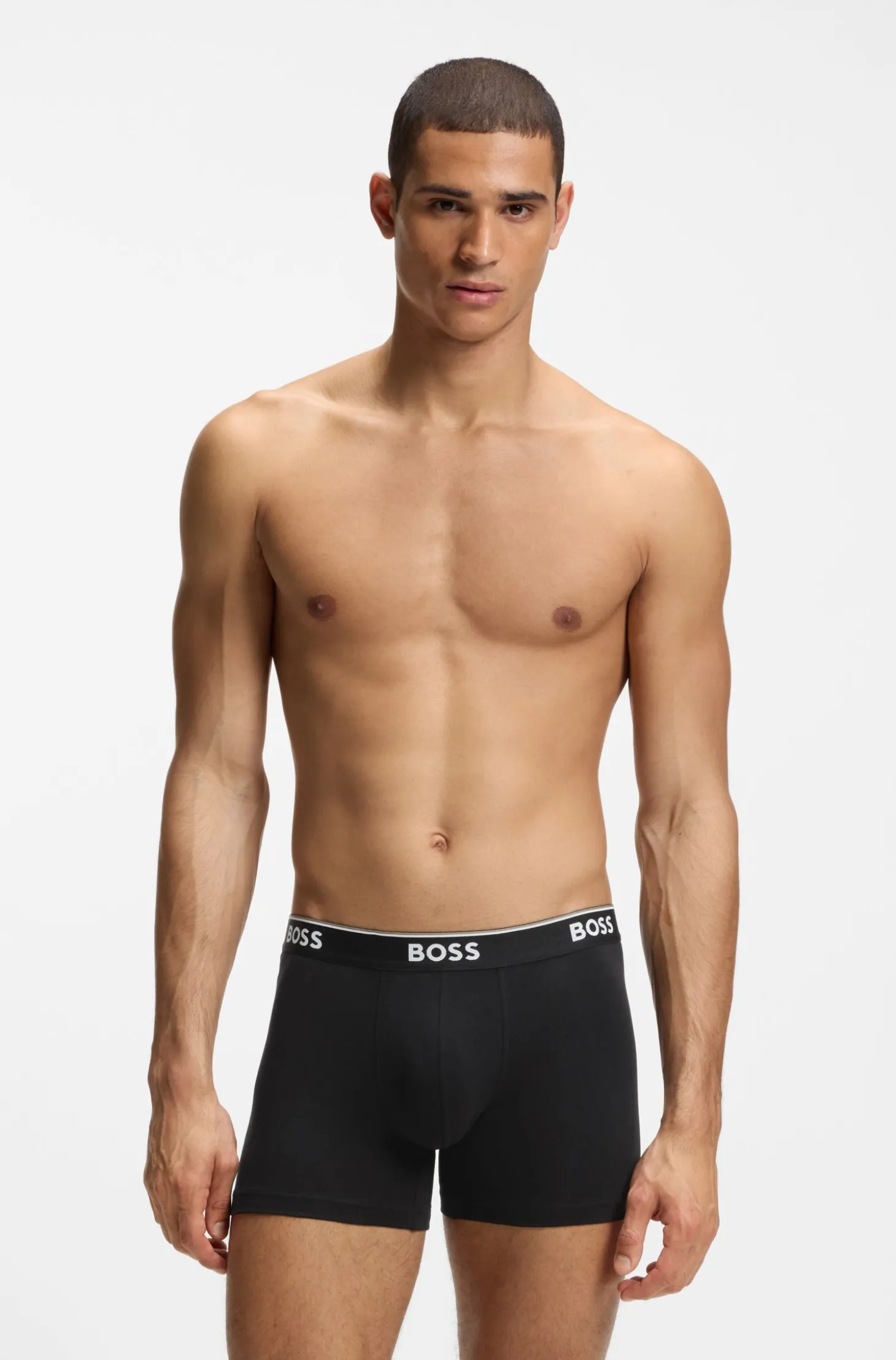 Three-pack of stretch-cotton logo-waistband boxer briefs